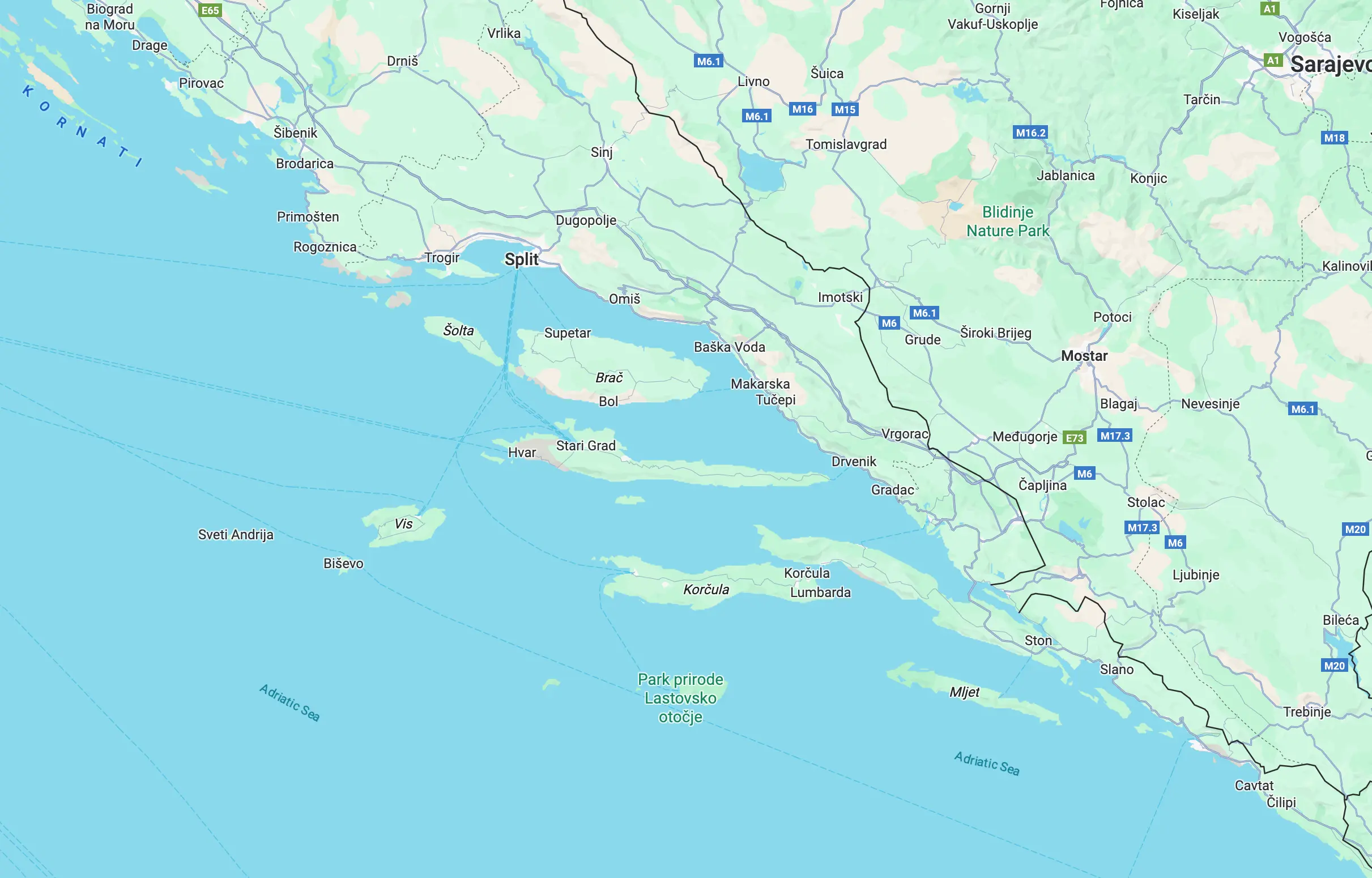 Kaštela – Vis – Korčula – Hvar Route Image