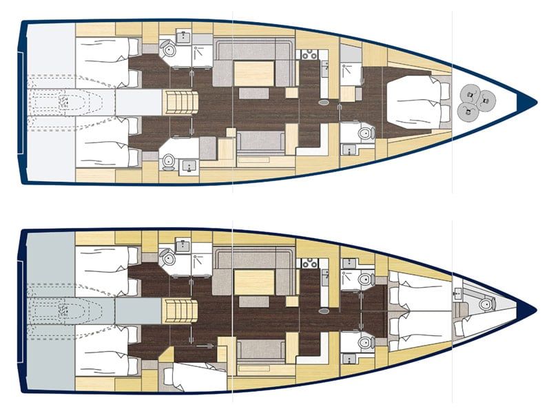 Bavaria C57 Sailing Yacht Charter Croatia Layout