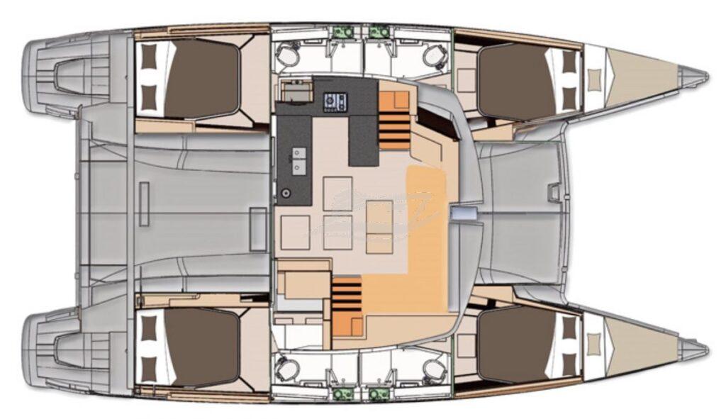 Helia 44 Catamaran Charter Greece layout