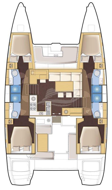 Lagoon 450 Catamaran Charter Greece layout