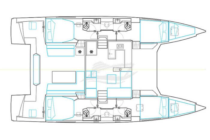 Nautitech Open 46 Fly Catamaran Charter Greece layout