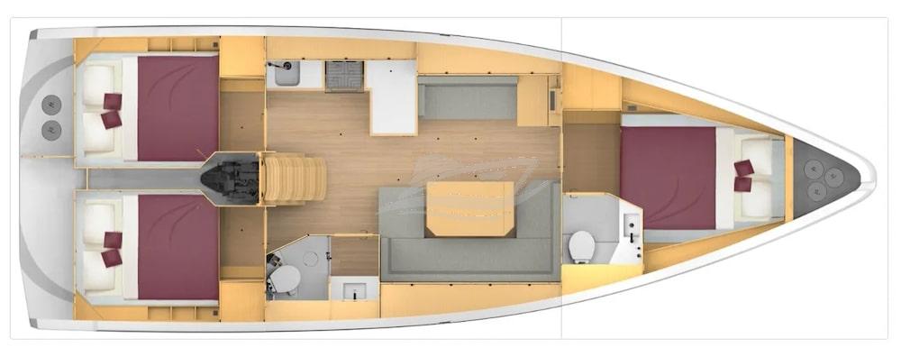 Bavaria C42 sailing yacht charter croatia layout
