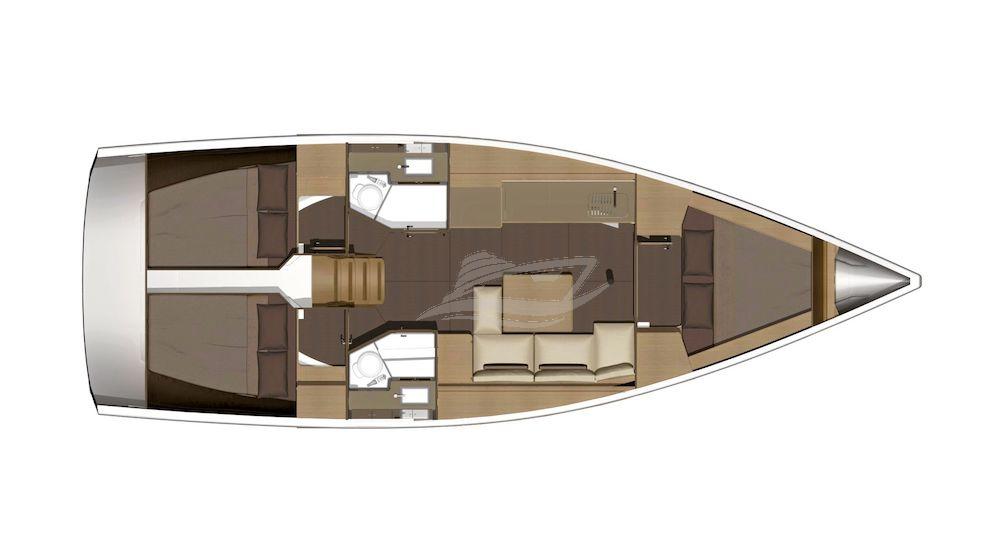 Dufour 382 GL sailing yacht charter croatia layout
