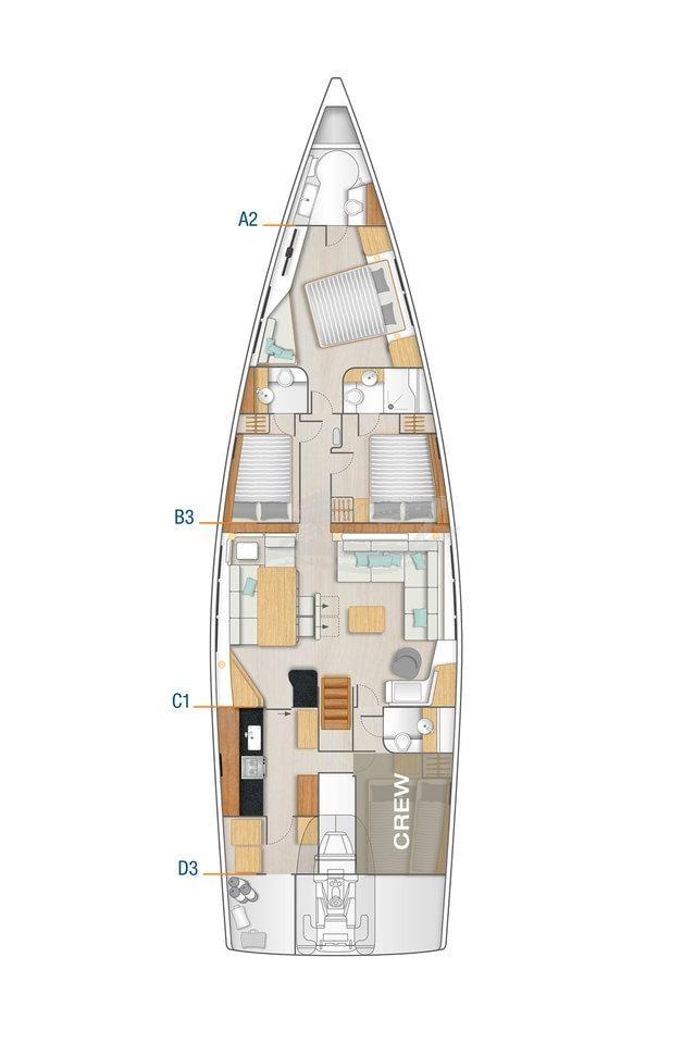 Hanse 675 sailing yachts charter croatia layout