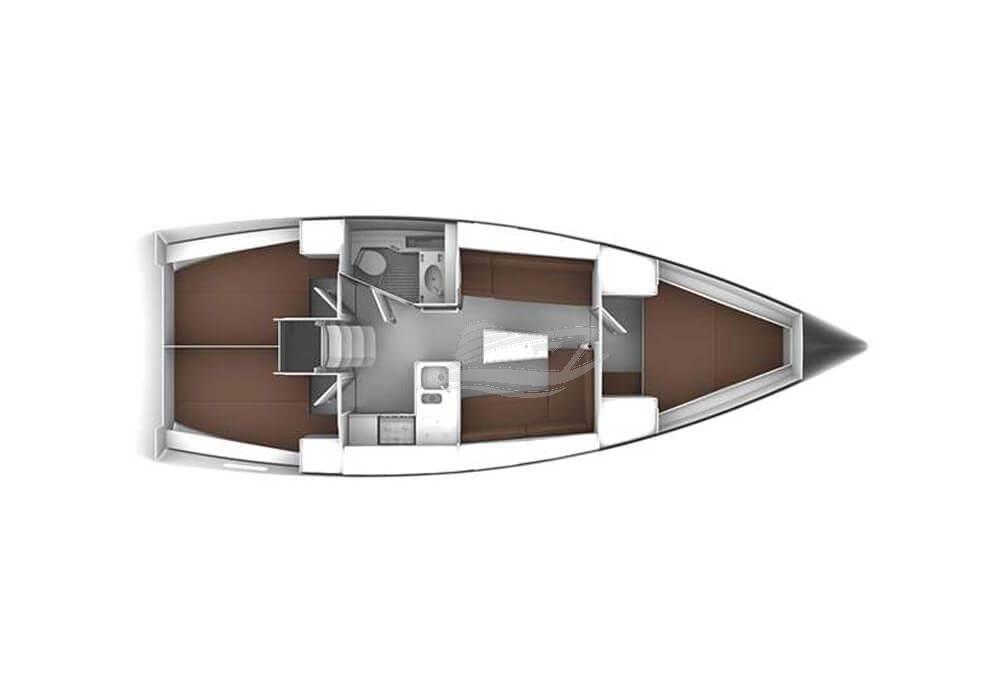 Bavaria Cruiser 37 sailing yacht charter Greece layout