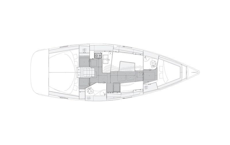 Elan 40.1 sailing boat charter greece layout