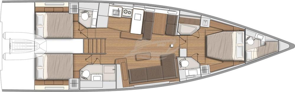 First Yacht 53 sailing yacht charter greece layout