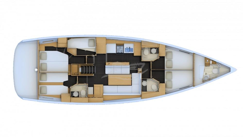 Jeanneau 54 sailing yacht charter croatia layout