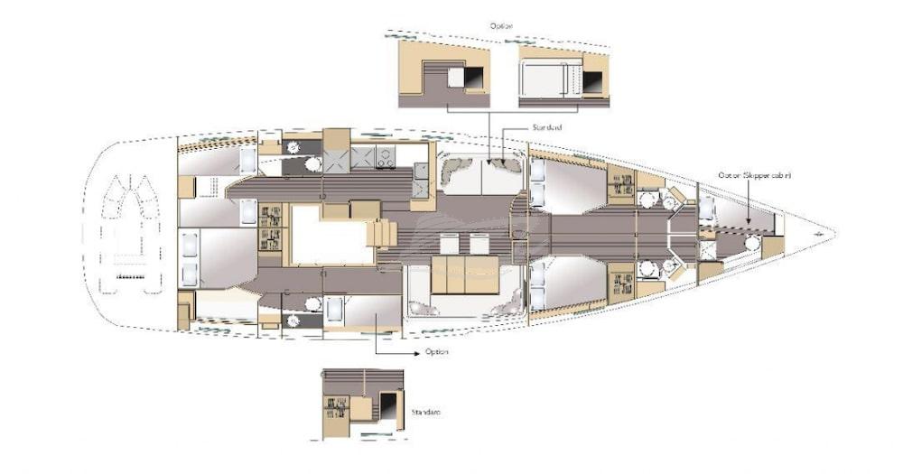 Jeanneau 64 sailing yacht charter greece layout