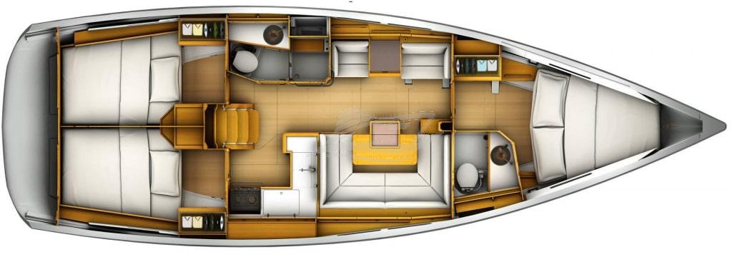 Jeanneau Sun Odyssey 419 sailing yacht charter greece layout