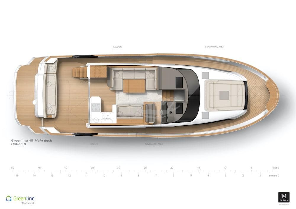 Greenline 48 Hybrid Fly Luxury motor yacht Croatia layout 2